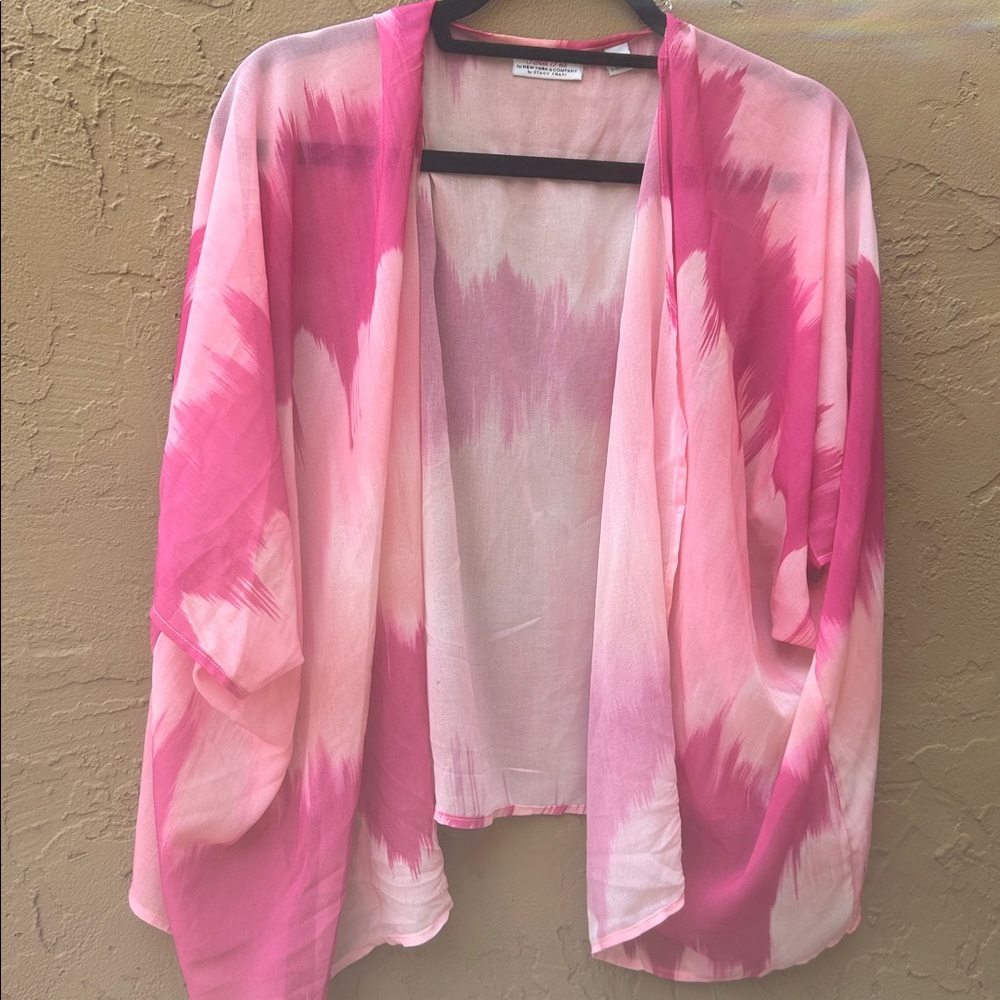 New York & Co Pink Tie-Dye Mesh Strapless Jumpsuit + Matching Top Set | L/XL - Picture 2 of 6